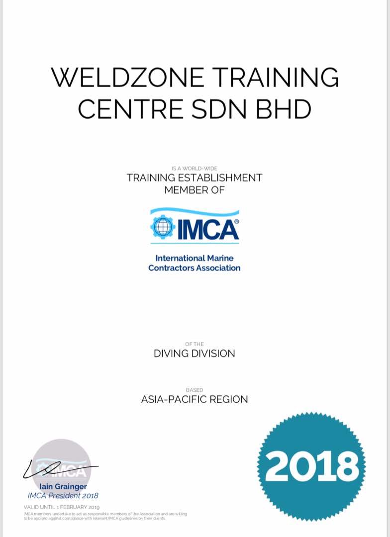 Imca Certificate for 2018