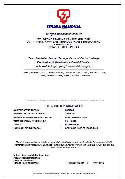 sijil tnb